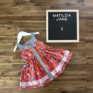 Matilda Jane Camp MJC High Road Sleeveless Red Floral Blue Gingham Dress Summer